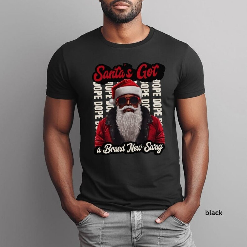 Black S4nt4 Shirt Melanin Cool Christmas Tee, S4nt4 Claus African T-shirt - Picture 1 of 4